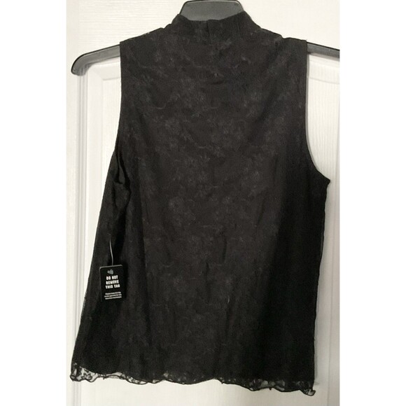 Express Women's Lace Mock Neck Tank Size M, Black - Picture 3 of 7